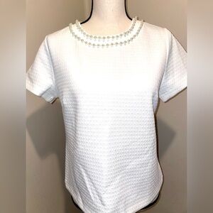 ADRIENNE VITTADINI WOMENS SHORT SLEEVE PEARL EMBELLISHMENT SIZE M ZIPPER